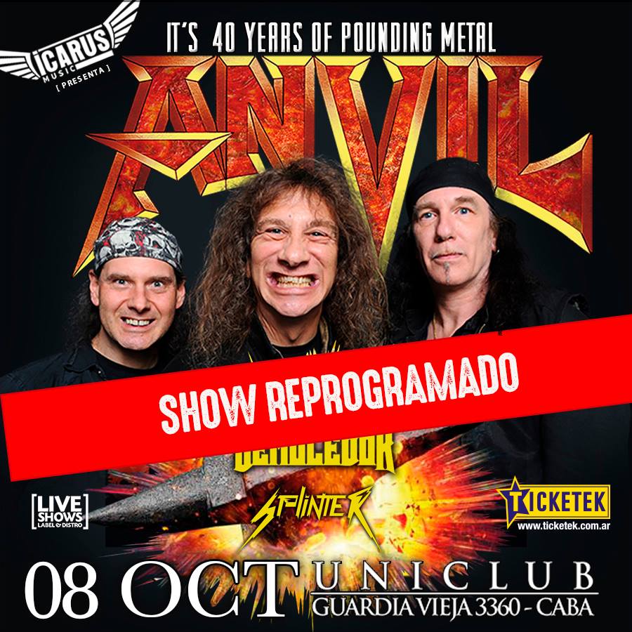 Show de Anvil en Argentina reprogramado